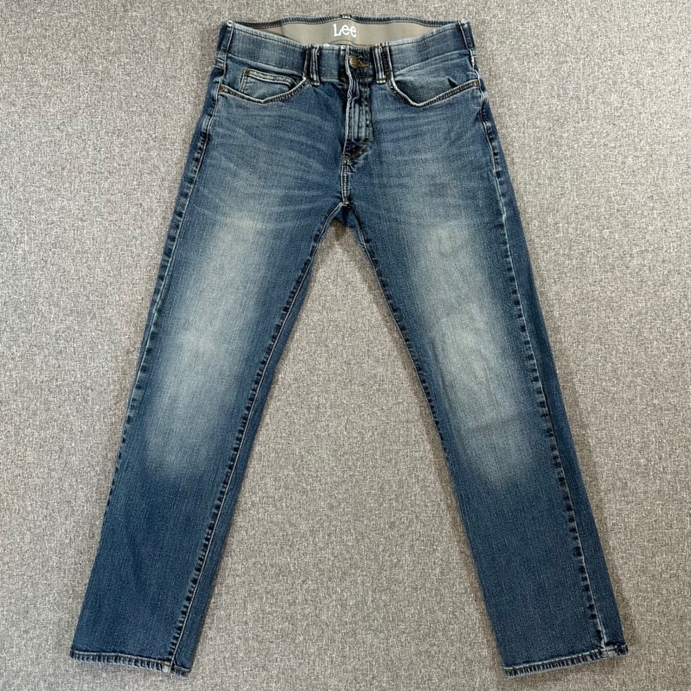 Lee Mens Extreme Motion Straight Fit Jeans Blue Denim Pants 31x30 Casual Work 👖